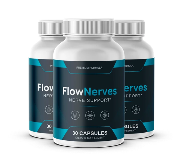 FlowNerves™ supplement bottles and product information